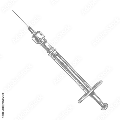 medical syringe with engraving style black color only