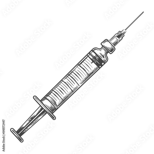 medical syringe with engraving style black color only