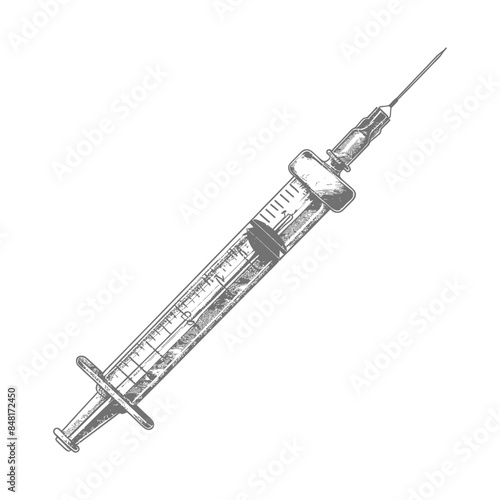 medical syringe with engraving style black color only