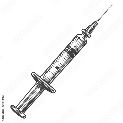 medical syringe with engraving style black color only
