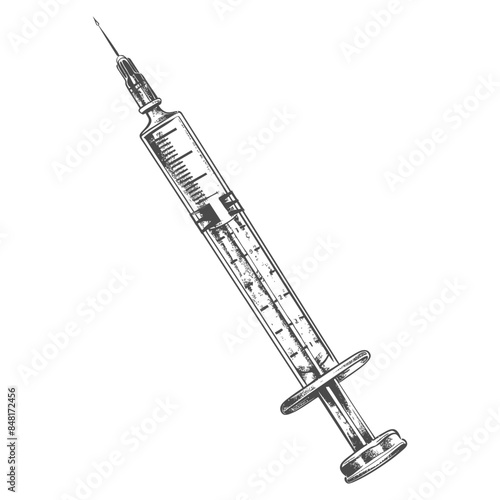 medical syringe with engraving style black color only