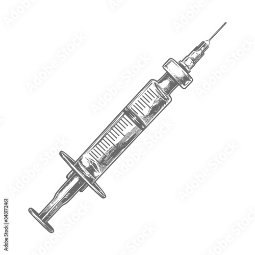medical syringe with engraving style black color only