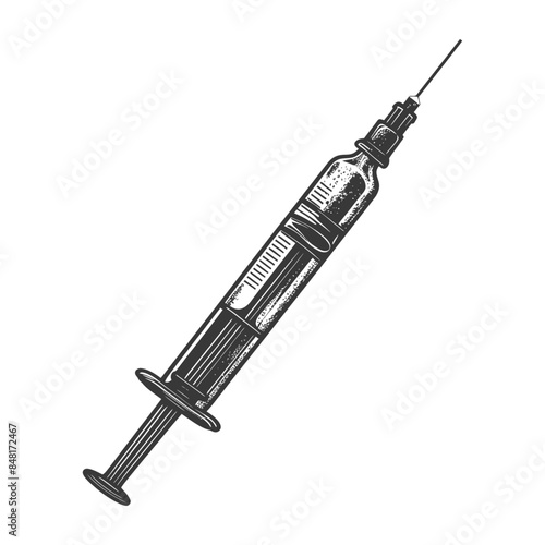 medical syringe with engraving style black color only