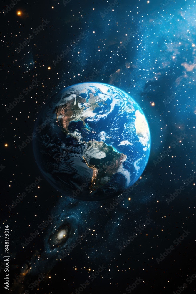 Obraz premium Planet Earth Floating in the Vast Universe Surrounded by Stars