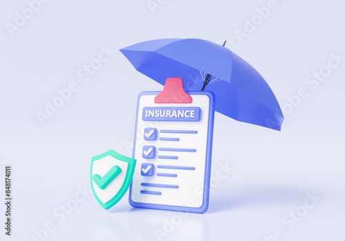 Fotografie 3d rendering illustration of Insurance concept