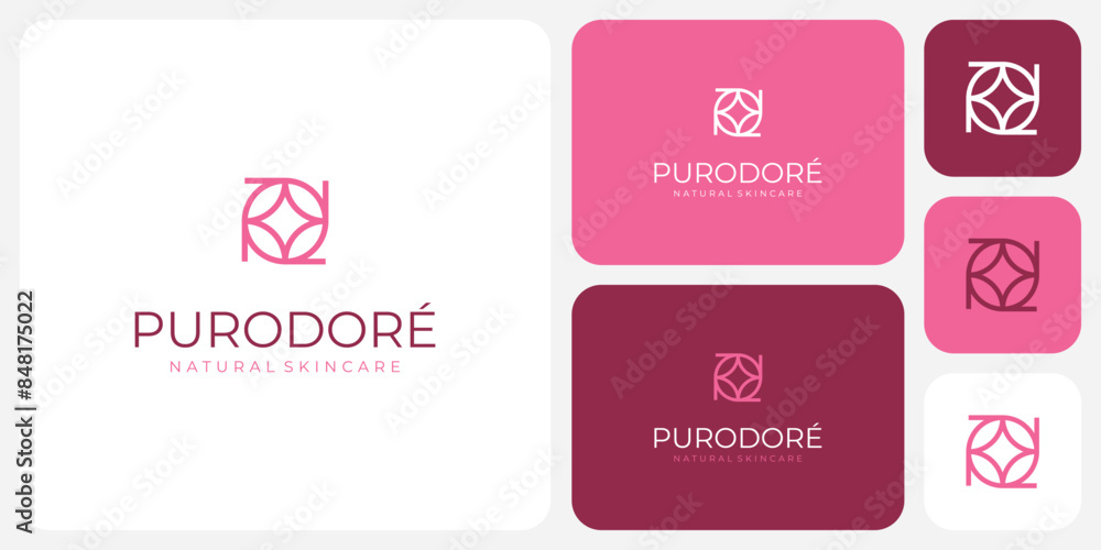 Vector logo design of rotating leaf lines in a circle shape and a star in the middle with a modern, simple, clean and abstract style. Vector logo design of rotating leaf lines in a circle shape and a star in the middle with a modern, simple, clean and abstract style.