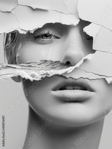 Wallpaper Mural "Surreal Portrait of Woman with Cracked Clay Texture" Torontodigital.ca