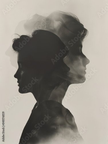 Abstract Silhouette of a Woman in Monochrome