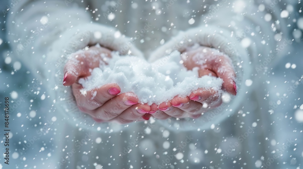 Snowflakes Held in Cupped Hands Snowflakes Held in Cupped Hands