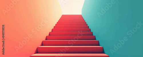 Graphic showing an ascending staircase symbolizing Vector flat minimalistic isolated illustration