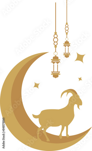 Eid Al Adha On Moon Decoration Illustration