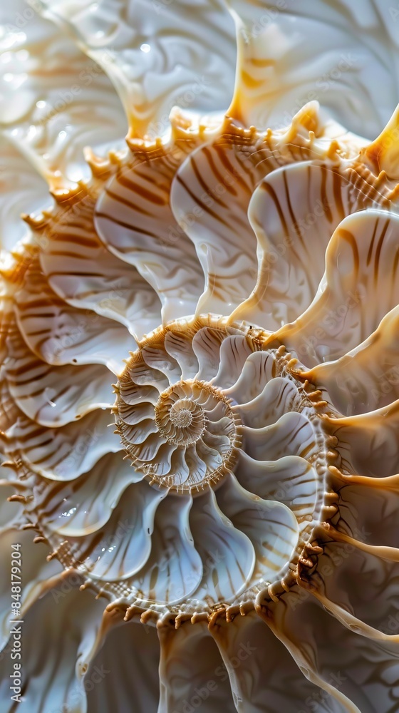 A close up of a shell with spirals. A close up of a shell with spirals.