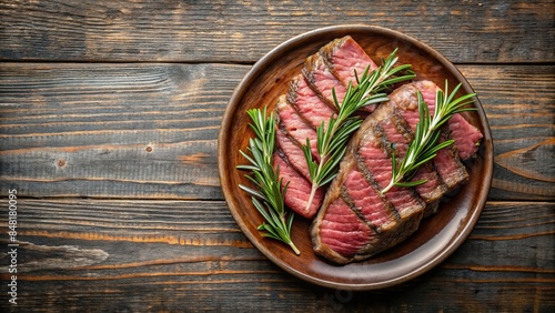 Succulent red meat feast with rosemary garnish , juicy, red meat, succulent, feast, fragrant, rosemary, carved, delight, food