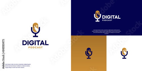 podcast logo with beauty theme, dialog, education, logo design template.