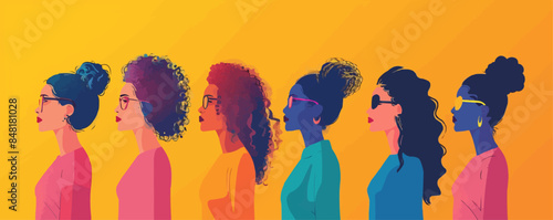 Multicultural Sisterhood: A Celebration of International Women's Day through Equality, Solidarity, and Cooperation. Vector flat minimalistic isolated illustration.