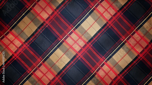 Develop a classic tartan plaid pattern with bold, intersecting lines and traditional colors