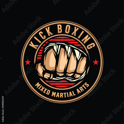 Kick Boxing and Mixed Martial arts Logo Vector