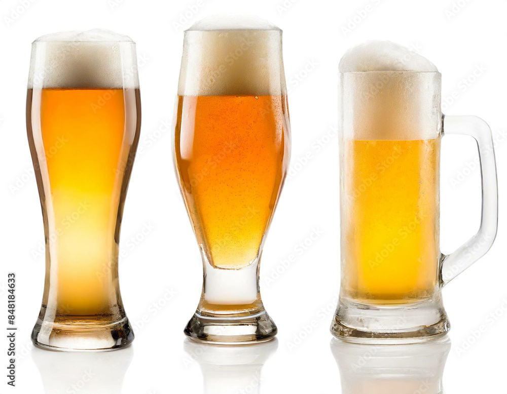 Set Biergläser isoliert auf weißen Hintergrund, Freisteller Set Biergläser isoliert auf weißen Hintergrund, Freisteller