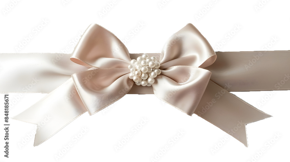 Beautiful shiny silk beige bow isolated on transparent background, decorative design png element, clip art festive object. Beautiful shiny silk beige bow isolated on transparent background, decorative design png element, clip art festive object.