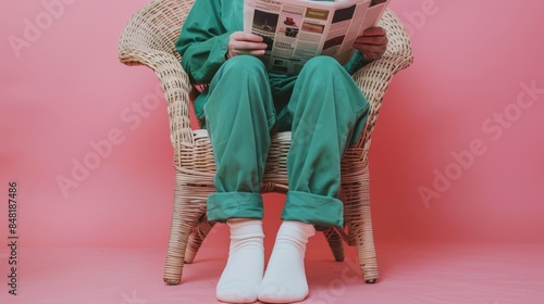 The person in green pajamas photo