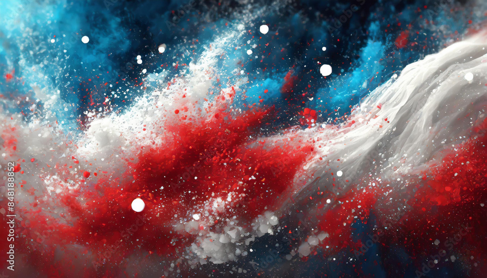 abstract background of dust and paint with the colors of the usa flag, patriotic background for celebrating independence day, president's day and elections abstract background of dust and paint with the colors of the usa flag, patriotic background for celebrating independence day, president's day and elections
