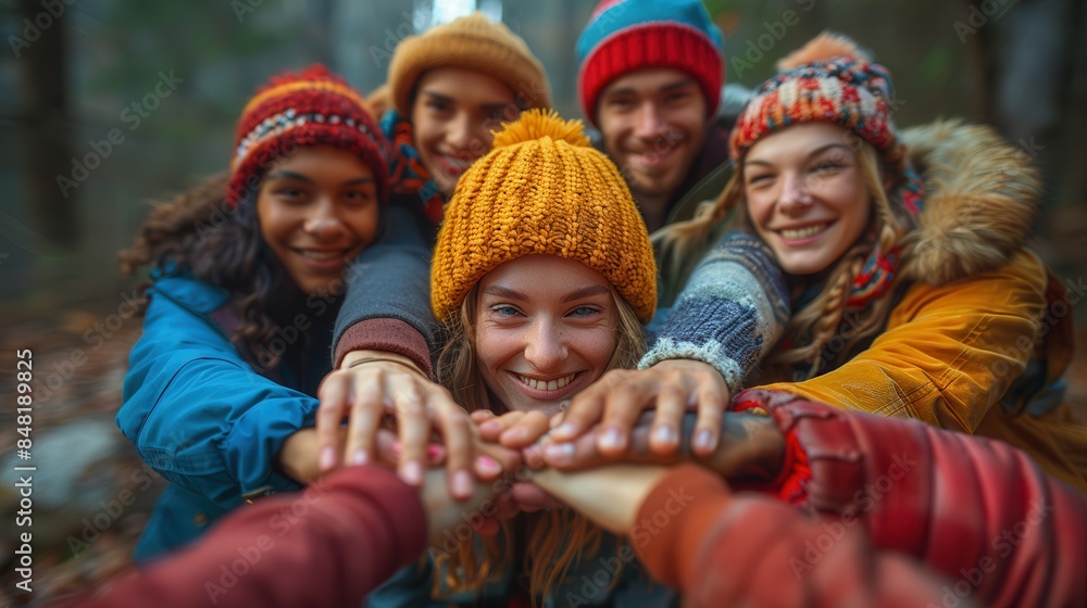 A group of friends from various parts of the world holding hands in a circle, symbolizing global friendship A group of friends from various parts of the world holding hands in a circle, symbolizing global friendship