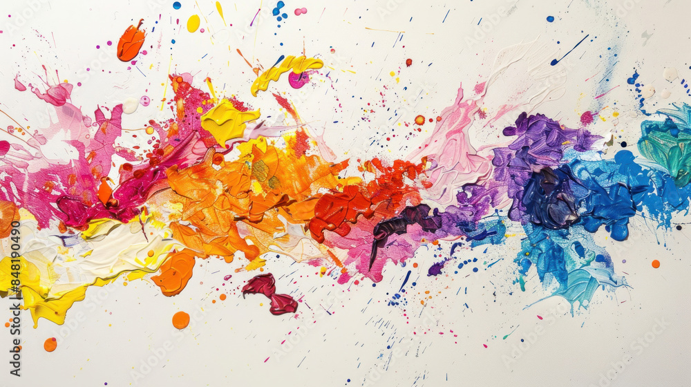 Fototapeta premium Bright abstract splashes of color on rough paper