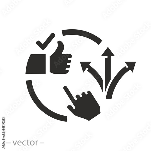 career or pathway choice icon, best decision, recommend future success, good route, flat symbol on white background - vector illustration