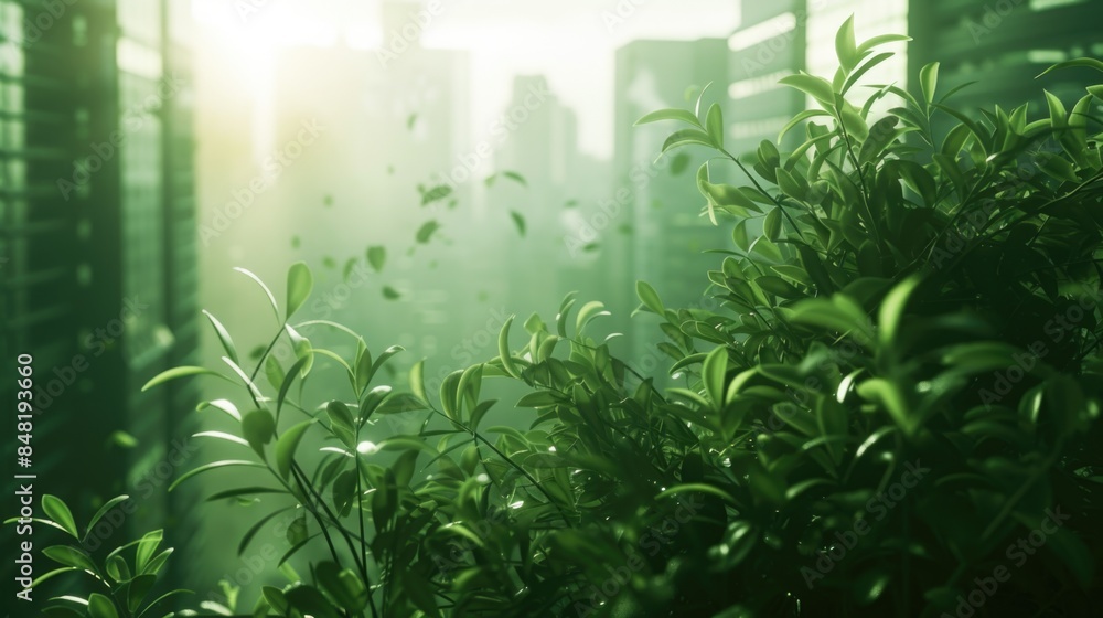 A small plant growing amidst urban surroundings A small plant growing amidst urban surroundings