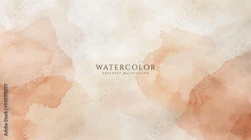 Abstract horizontal watercolor background. Neutral light colored empty space background illustration