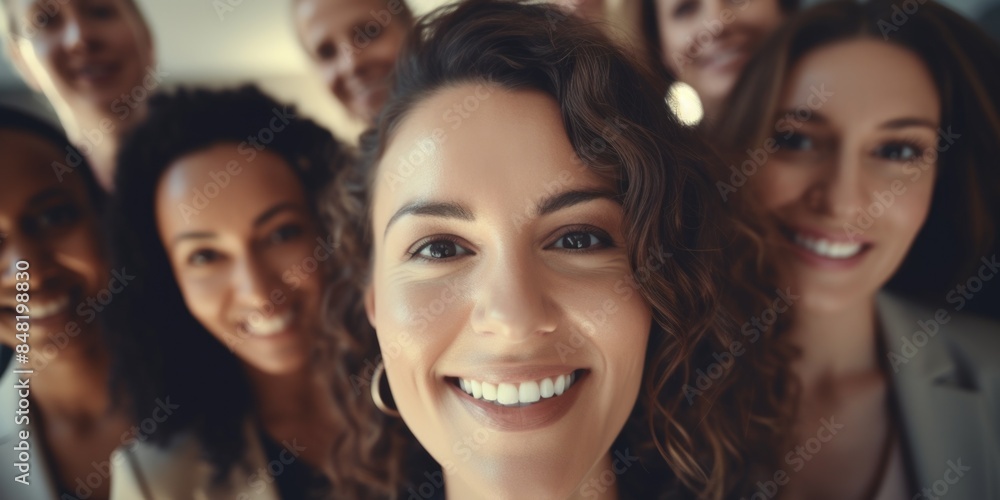 A group of women standing next to each other in various poses and expressions A group of women standing next to each other in various poses and expressions