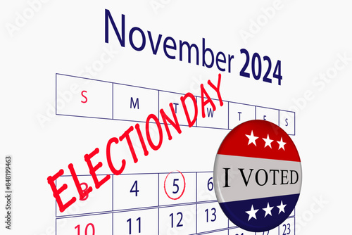 5th november Presidential election day in the United States. Vote 2024. Election 2024 USA. Political election campaign banner. design with "I Vote" on November 5 US.