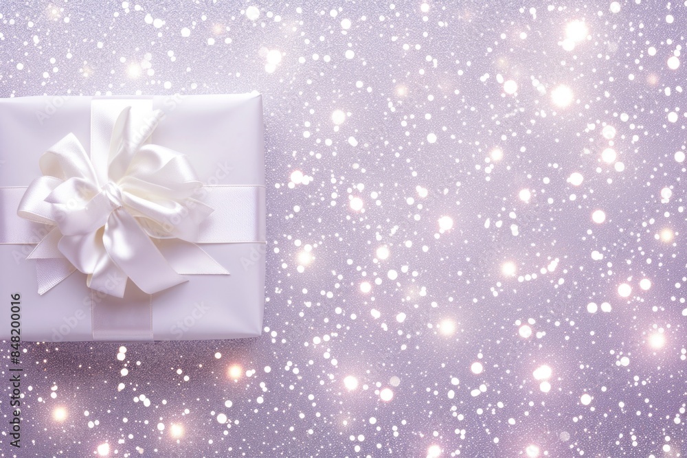 A gift wrapped in white paper with a white bow, perfect for any occasion A gift wrapped in white paper with a white bow, perfect for any occasion