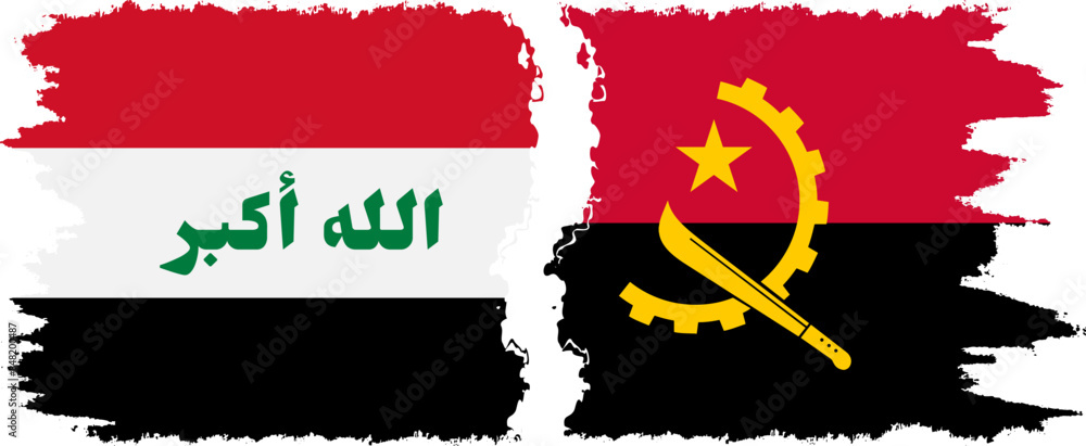 Angola and Iraq grunge flags connection vector Angola and Iraq grunge flags connection vector