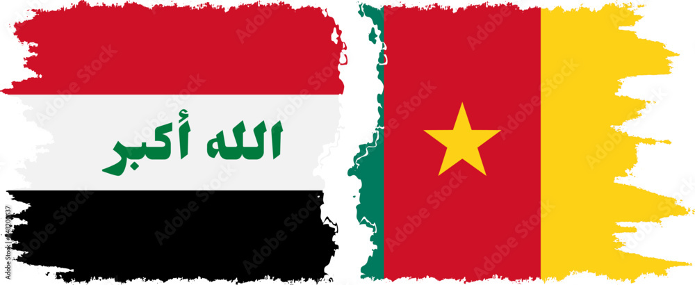 Cameroon and Iraq grunge flags connection vector Cameroon and Iraq grunge flags connection vector