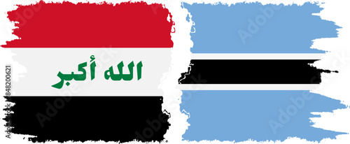 Botswana and Iraq grunge flags connection vector