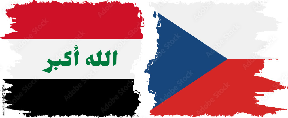 Czech and Iraq grunge flags connection vector Czech and Iraq grunge flags connection vector