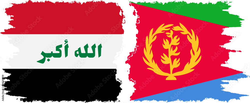 Eritrea and Iraq grunge flags connection vector Eritrea and Iraq grunge flags connection vector