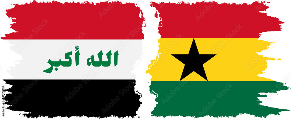 Ghana and Iraq grunge flags connection vector Ghana and Iraq grunge flags connection vector