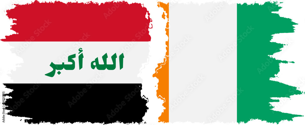 Ivory Coast and Iraq grunge flags connection vector Ivory Coast and Iraq grunge flags connection vector