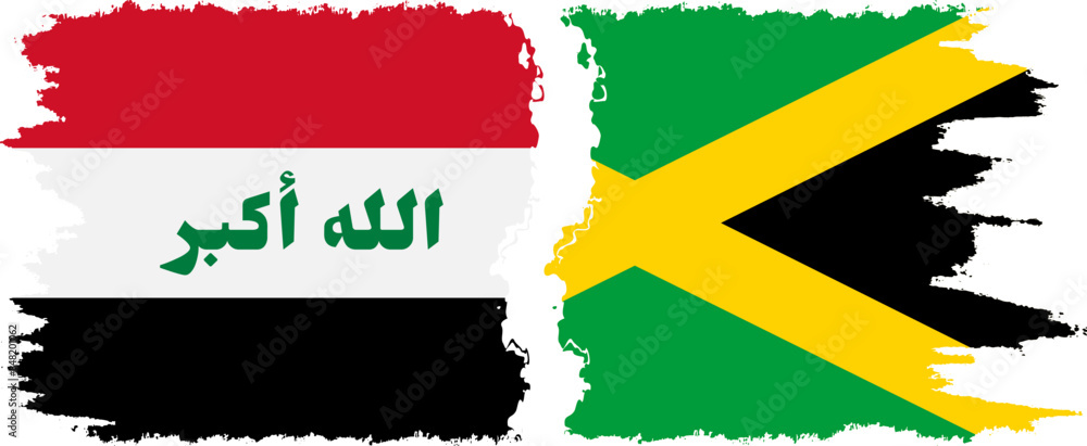 Fototapeta premium Jamaica and Iraq grunge flags connection vector