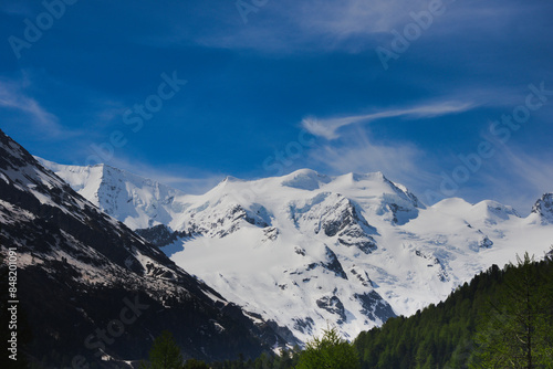 Wallpaper Mural Swiss Alps with the peaks of Bellavista and Piz Zupò seen from Morteratsch Valley - Bernina range, Switzerland Torontodigital.ca