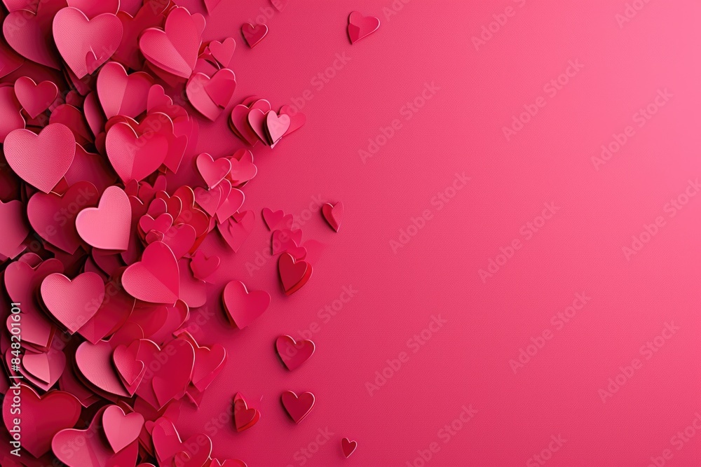 A cluster of pink hearts on a bright pink background