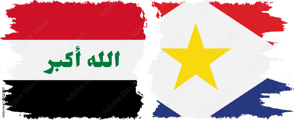 Saba and Iraq grunge flags connection vector Saba and Iraq grunge flags connection vector