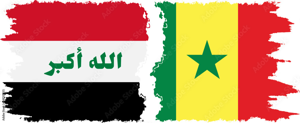Senegal and Iraq grunge flags connection vector Senegal and Iraq grunge flags connection vector