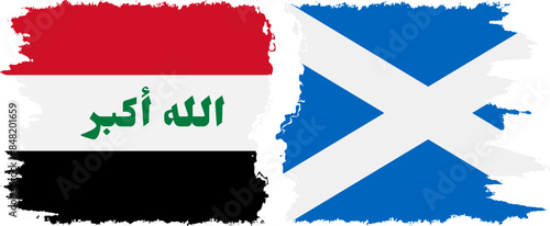 Scotland and Iraq grunge flags connection vector