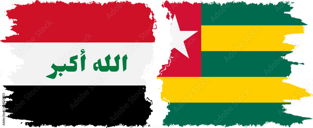 Fototapeta premium Togolese Republic and Iraq grunge flags connection vector