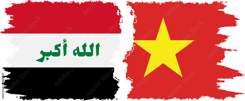 Vietnam and Iraq grunge flags connection vector Vietnam and Iraq grunge flags connection vector