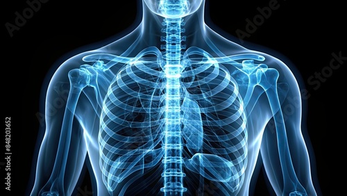X-ray image showing the perspective of the chest and lungs, x-ray, chest, lungs, medical, healthcare, diagnosis, radiology