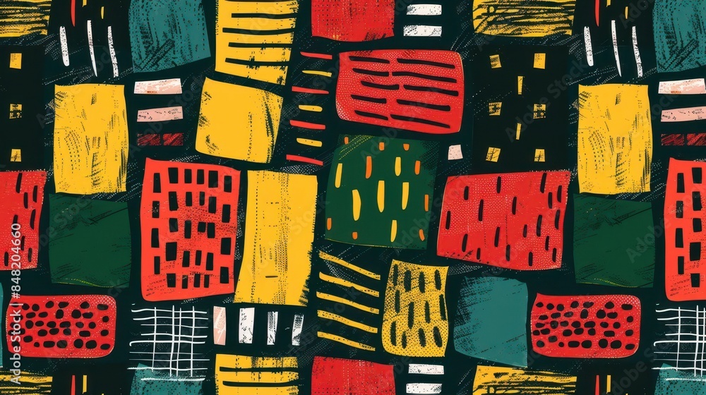 abstract kwanzaa black history month juneteenth seamless pattern hand drawn horizontal lines and bricks in traditional african colors vector ethnic background abstract kwanzaa black history month juneteenth seamless pattern hand drawn horizontal lines and bricks in traditional african colors vector ethnic background